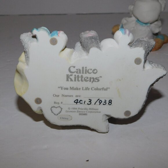 Set 3 VTG 90s Calico Kittens Pricilla Hillman Enesco Cat Figurines - Picture 10 of 11